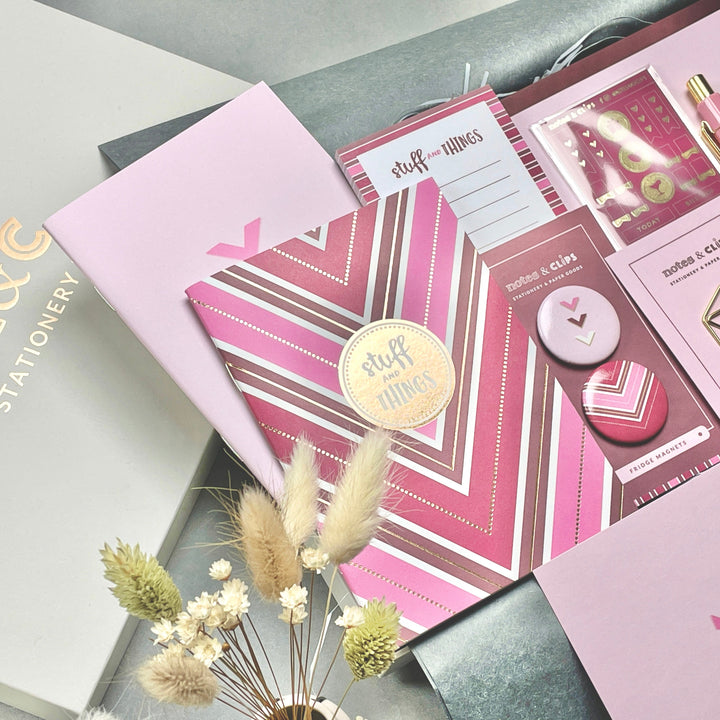 Chic Pink & Burgundy Stationery Gift Set