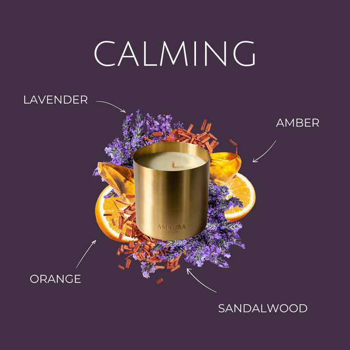 Calming Luxury Candle with Sandalwood, Amber & Lavender