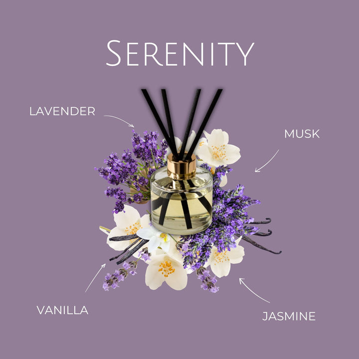 Serenity Luxury Reed Diffuser – Lavender, Jasmine & White Musk