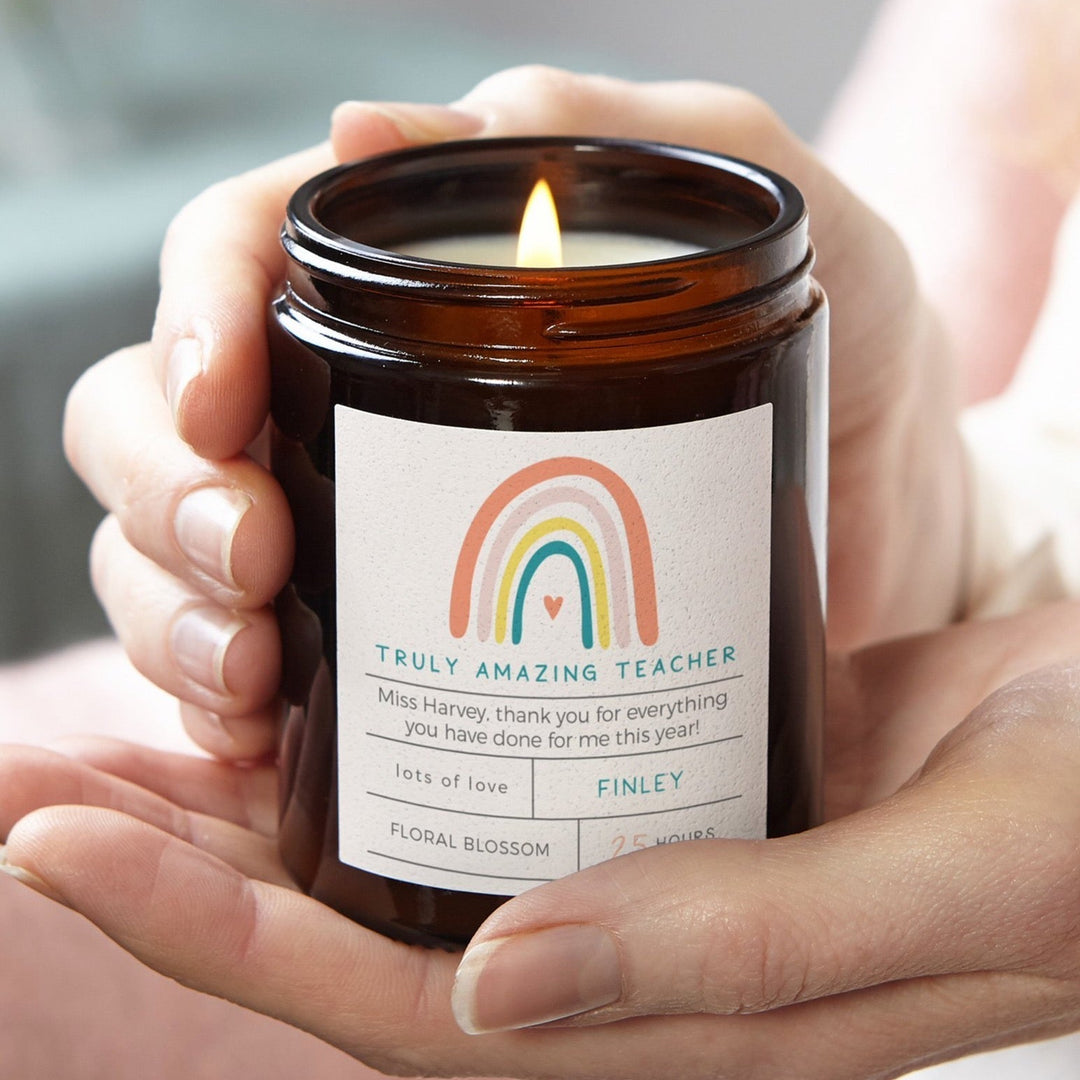 Personalised Rainbow Candle Thank You Gift for Teachers