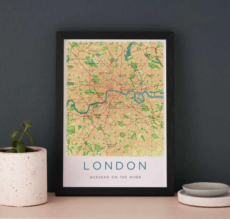 Personalised London Map Framed A4 Print
