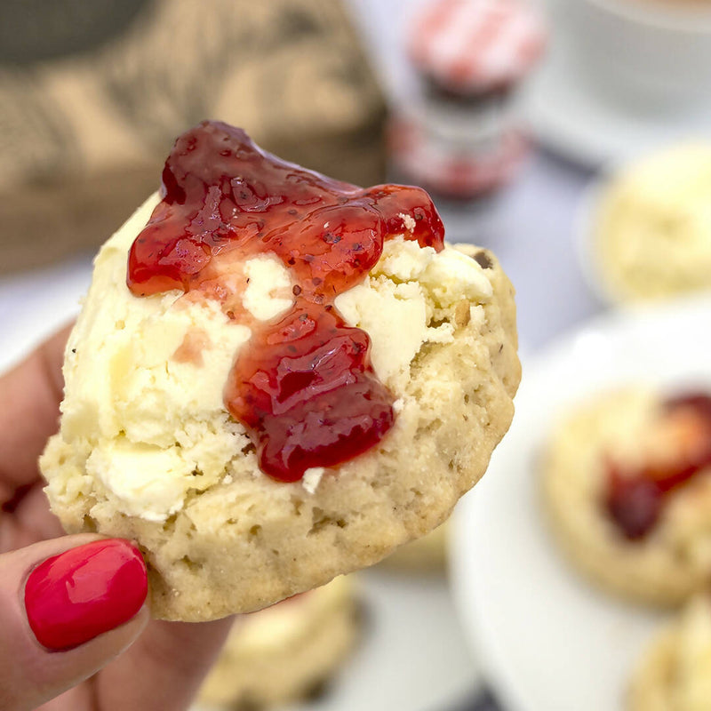 Vegan and Gluten free scone with vegan clotted cream and jam - Positive Bakes.jpg
