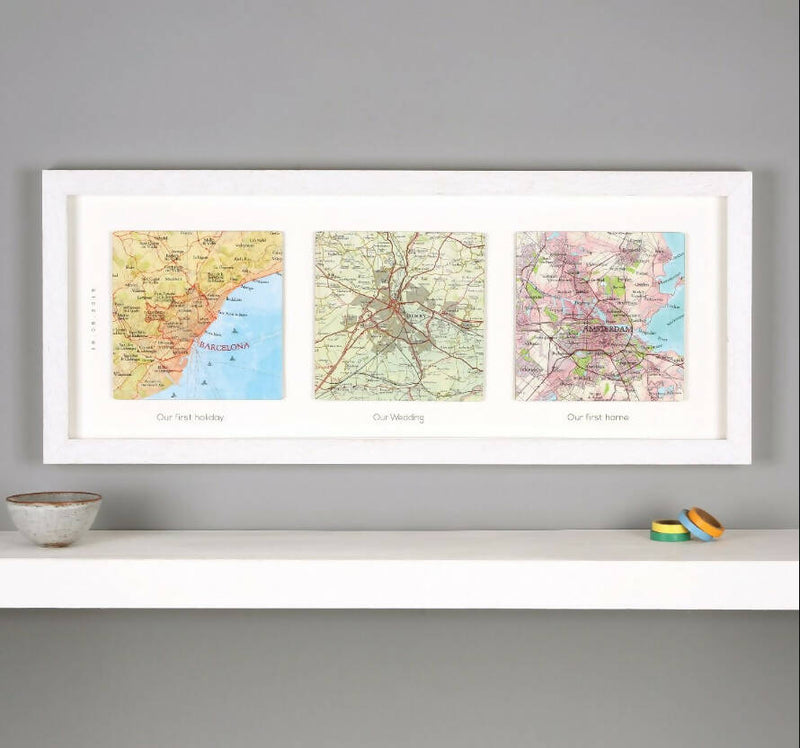 Three Squares Personalised Map Location Print