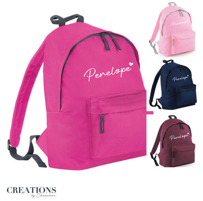 Personalised Girls Name with heart Personalised Junior backpack