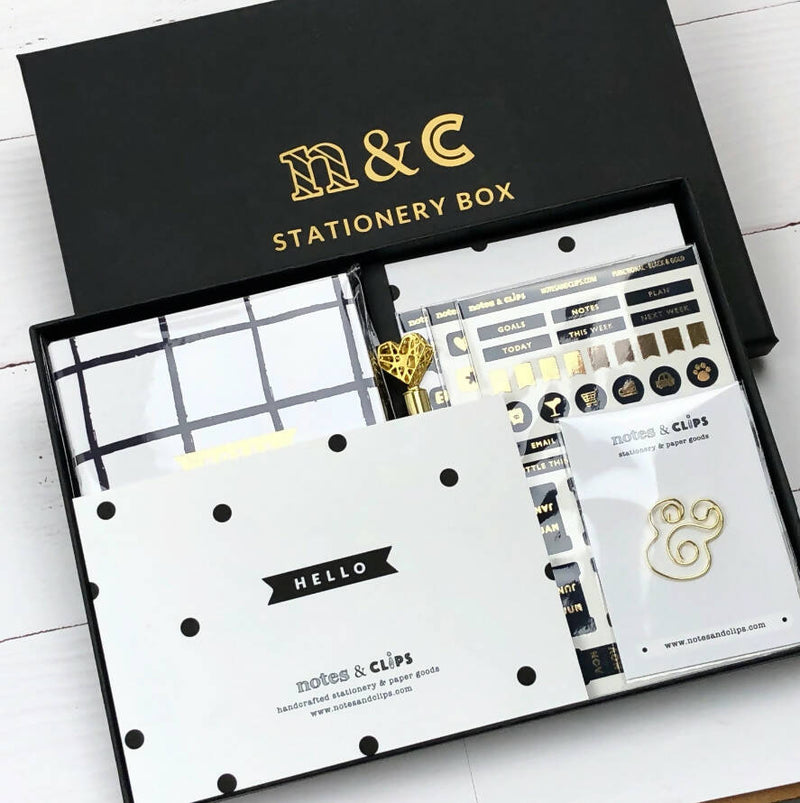 Stationery Box - Black & Gold