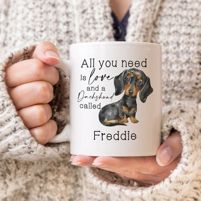 Personalised 'All You Need Is Love And A Dachshund' Mug