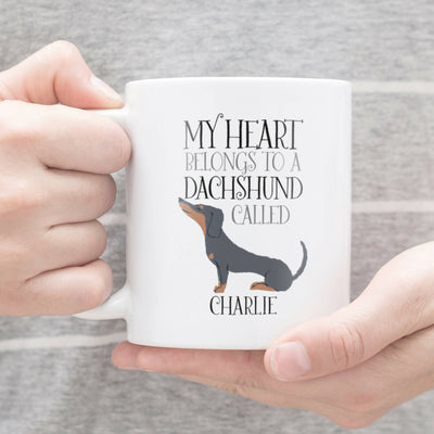 Personalised 'My Heart Belongs To A Dachshund Called' Mug