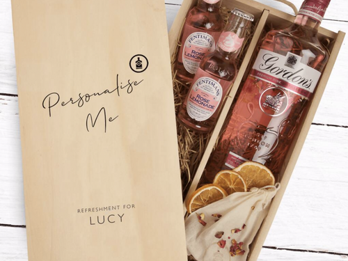 Personalised Gordon's Pink Gin Gift Set With Lemonade class=