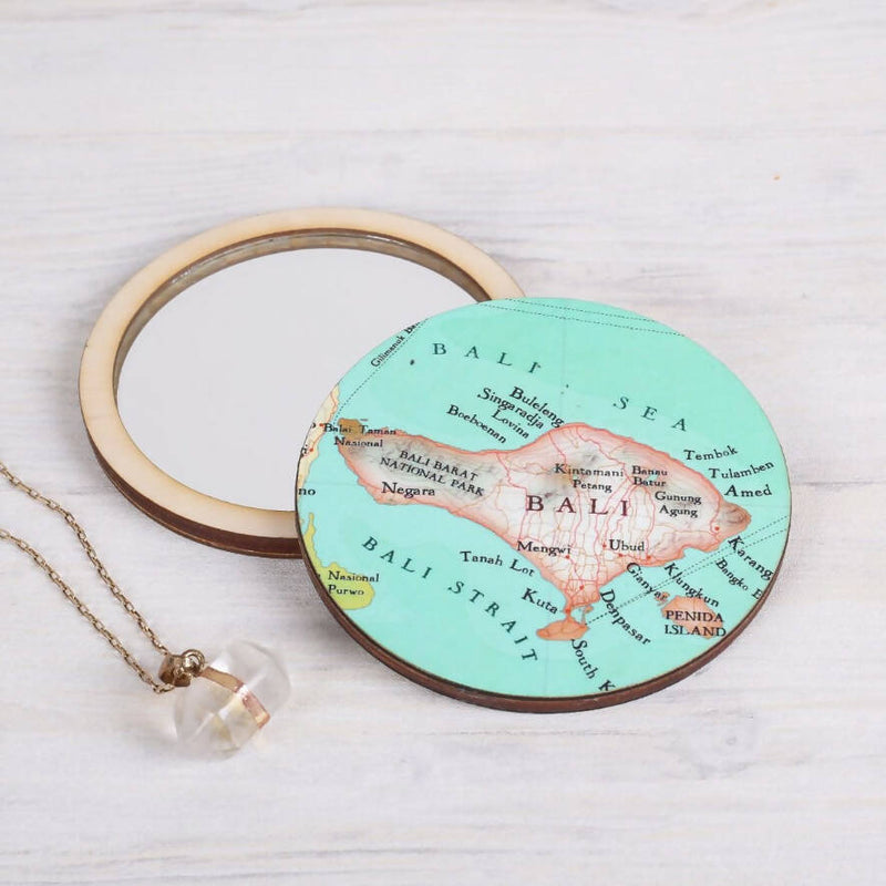 Personalised Engraved Map Location Pocket Mirror