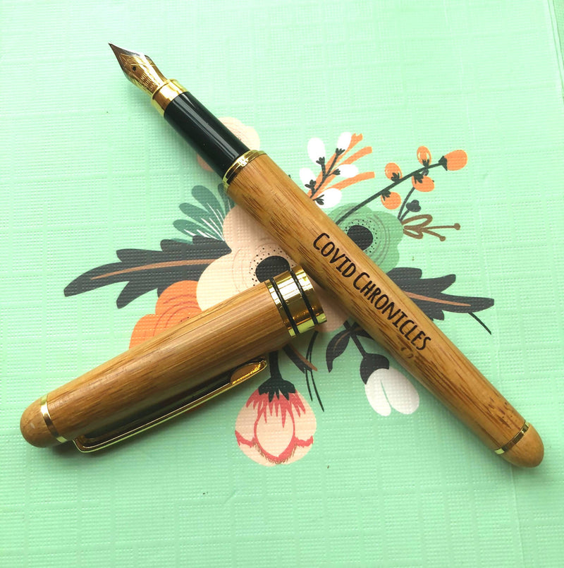 Personalised bamboo fountain ink pen plastic free