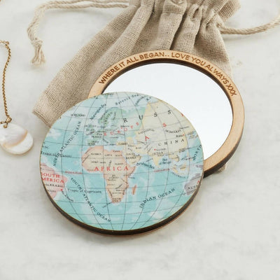 Personalised Engraved Map Location Pocket Mirror