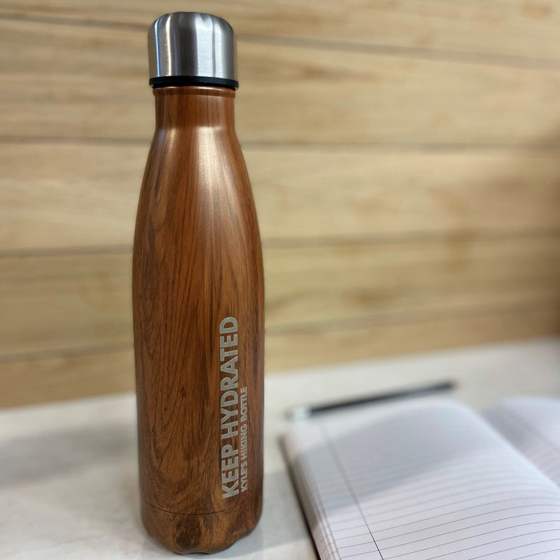 Personalised Wood Effect Water Bottle