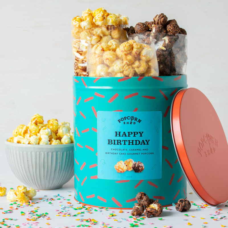 Happy Birthday Gourmet Popcorn Gift Tin