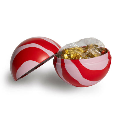 LUCIA and JULIA refillable tin Christmas bauble DUO (Scandi-style Julkulor) with vegan chocolate truffles