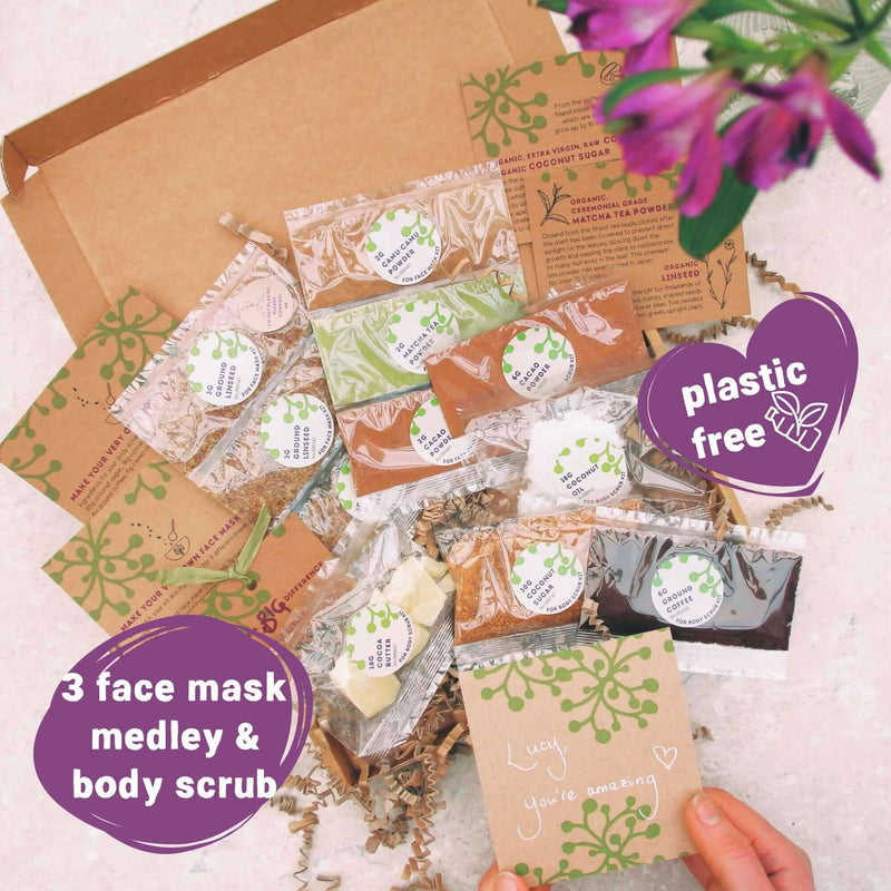 Make Your Own All Natural Face Mask Trio & Body Scrub Gift