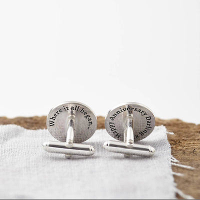 NEW Personalised Silver Coordinate And Date Cufflinks
