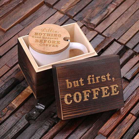 Personalised Coffee Mug, Lid & Custom Tea Box