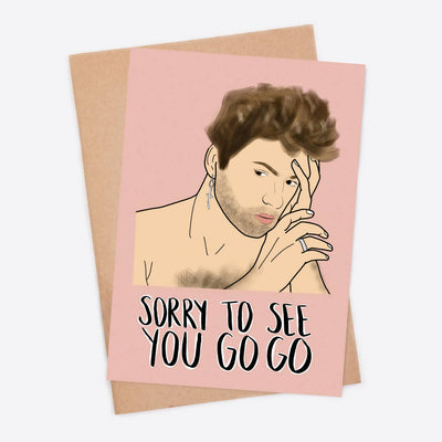 Leaving Gift Greeting Card George Michael Inspired reads 'Sorry To See You Go Go'