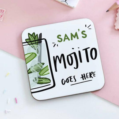 Personalised Mojito Goes Here Coaster Cocktail Gift