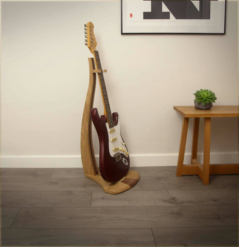 Handmade wooden guitar stand for electric, acoustic or bass
