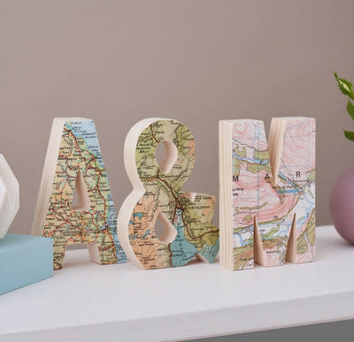 Set of Three Personalised Map Location Letters