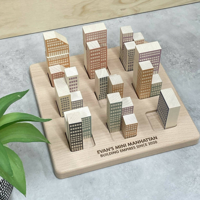 Personalised Wooden City Building Blocks