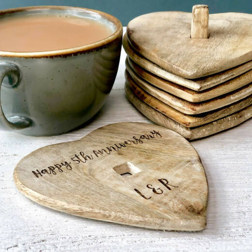 Personalised Wooden Heart Coasters
