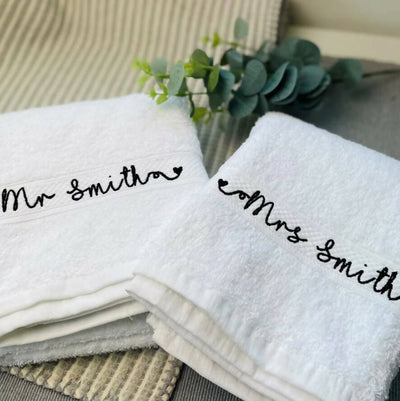 Personalised Heart Swirl Couple's Towels