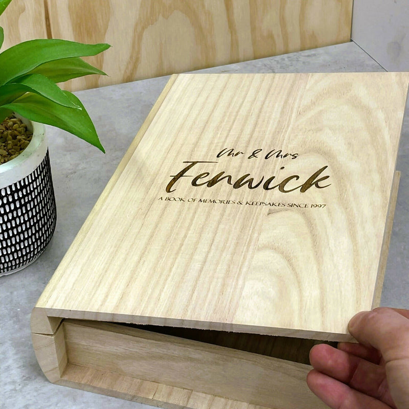 Personalised Wooden Book Keepsake Box