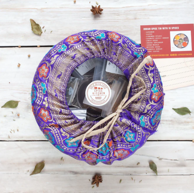 'Made in India' & Sari Wrapped Indian Spice Tin