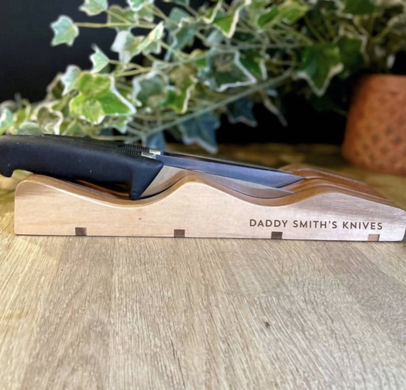 Personalised Acacia Wooden in Drawer Knife Block