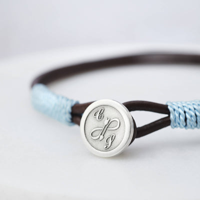 Silver Leather And Silk Personalised Bracelet