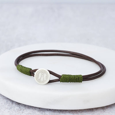 Silver Leather And Silk Personalised Bracelet