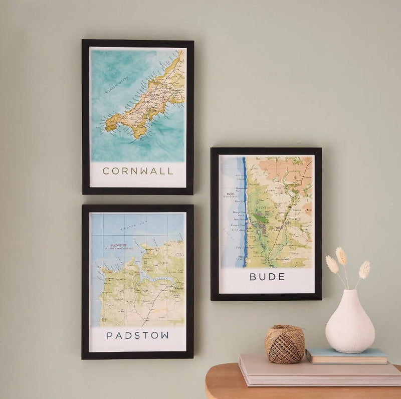 Personalised Cornwall Map A4 Prints