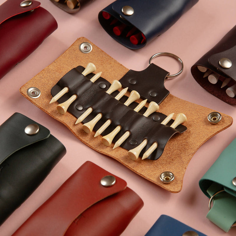 Personalised Leather Golf Tee Case - "T-Frog"