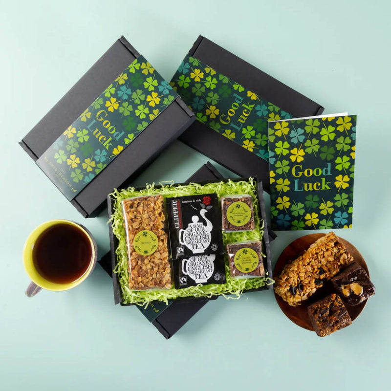 Good Luck Flapjack, Brownies & Tea Letterbox Gift