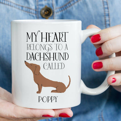 Personalised 'My Heart Belongs To A Dachshund Called' Mug