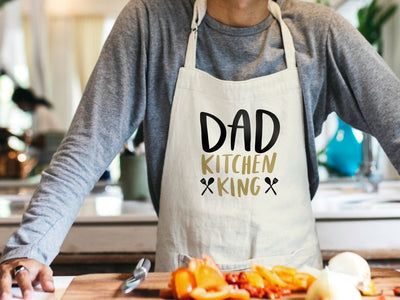 Father's Day Gift Kitchen Apron reads 'Dad Kitchen King'