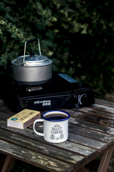 Happy Camper - Engraved Enamel Mug