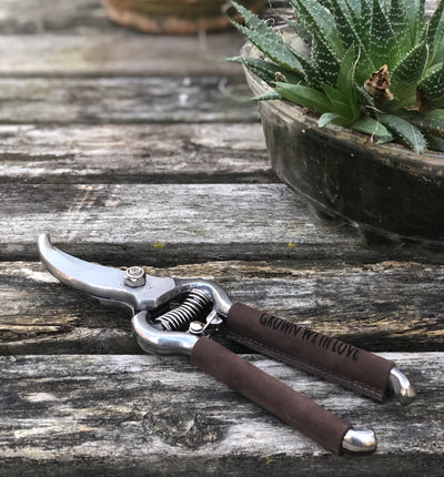 Personalised leather handled secateurs