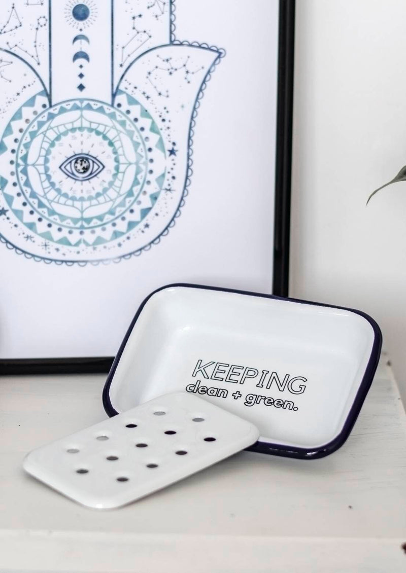 Keeping Clean + Green - Engraved Enamel Soap Dish