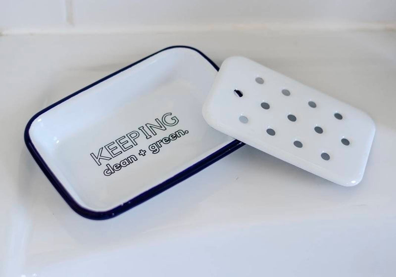 Keeping Clean + Green - Engraved Enamel Soap Dish