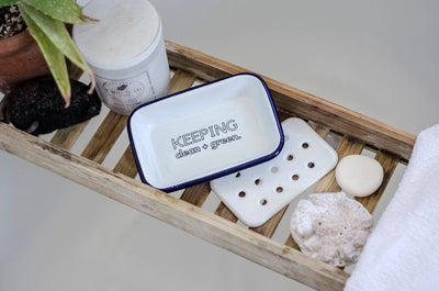 Keeping Clean + Green - Engraved Enamel Soap Dish