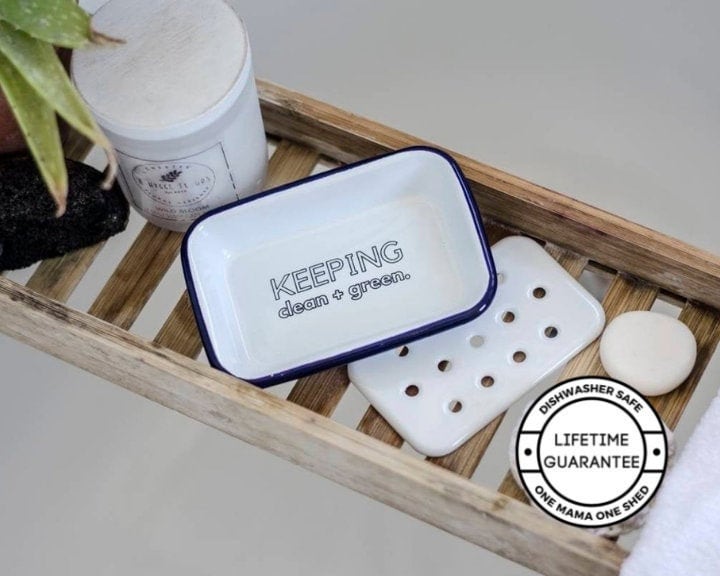 Keeping Clean + Green - Engraved Enamel Soap Dish