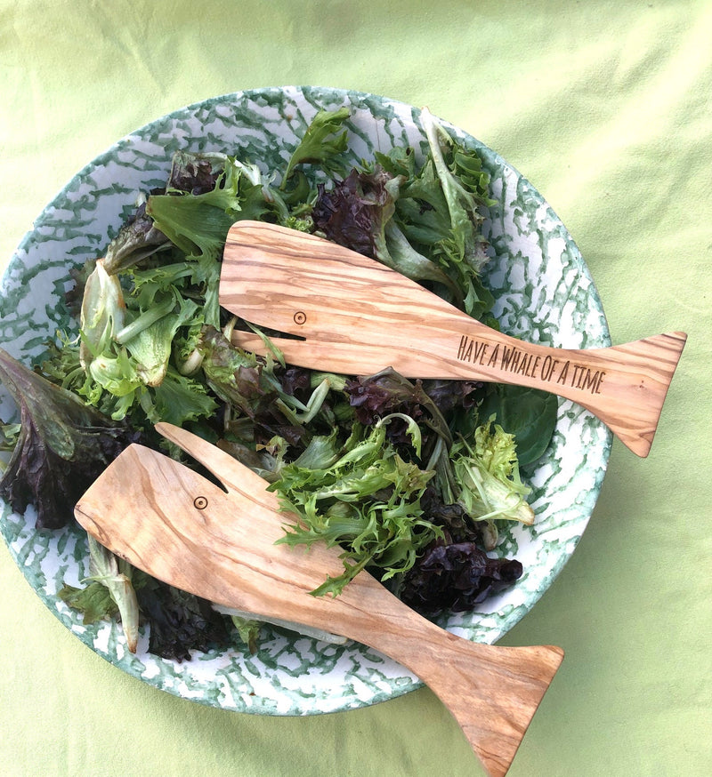 Olive Wood Whale Of A Time Salad Servers