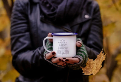 Happy Camper - Engraved Enamel Mug