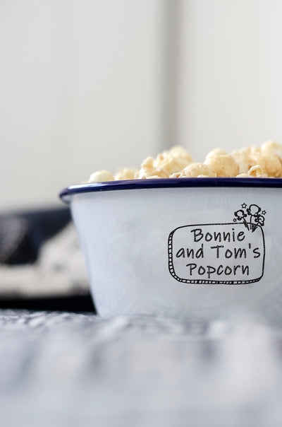 Personalised Enamel Popcorn Bowl