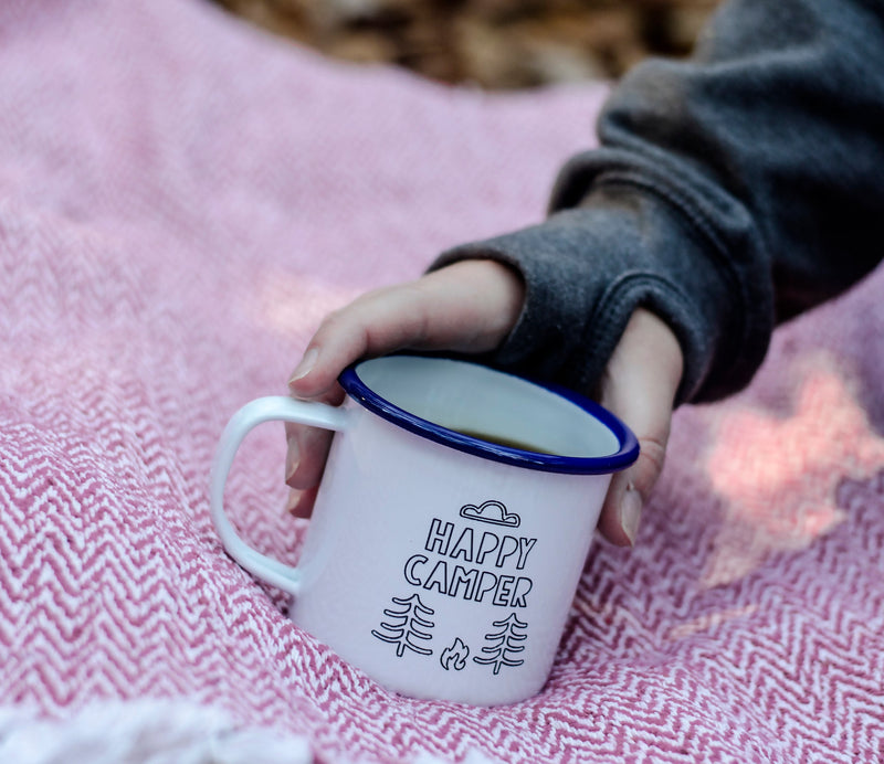 Happy Camper - Engraved Enamel Mug