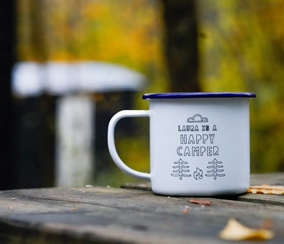 Happy Camper - Engraved Enamel Mug