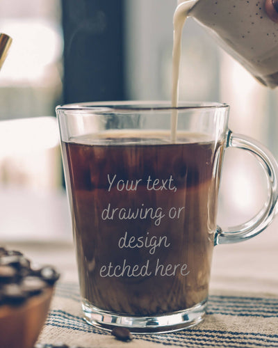 Bespoke Etched Tea/Coffee Glass Mugs